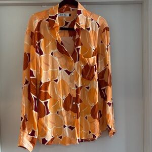 Ava Sky Leaf Print Button-Up Shirt
